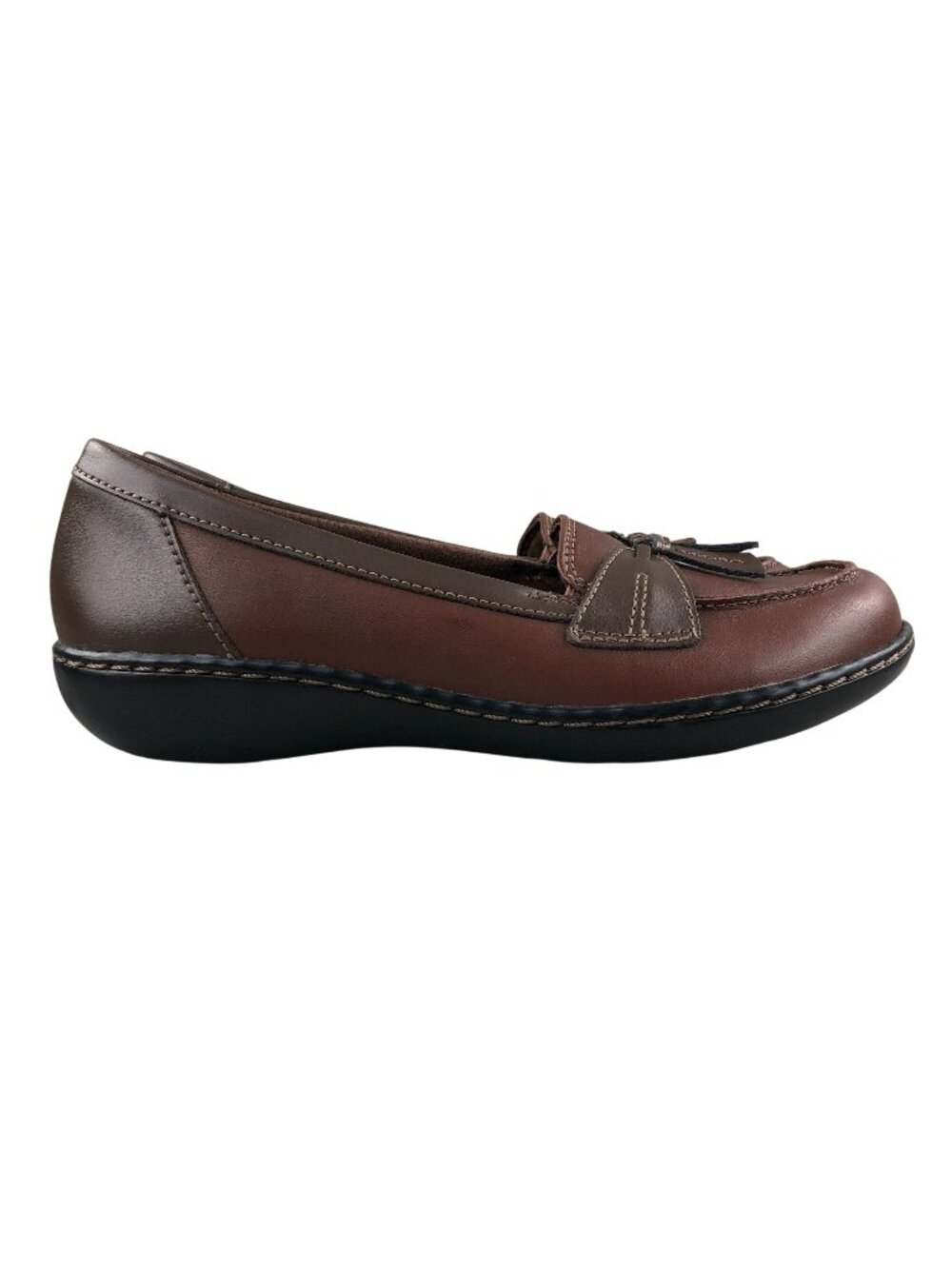 Clarks Women's Size 6.5M Collection Ashland Bubble Brown Leather Loafers Flats